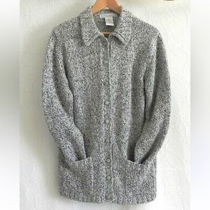 American Knitworks Cardigan Gray Mixed Long Sleeve Wool Blend Pockets